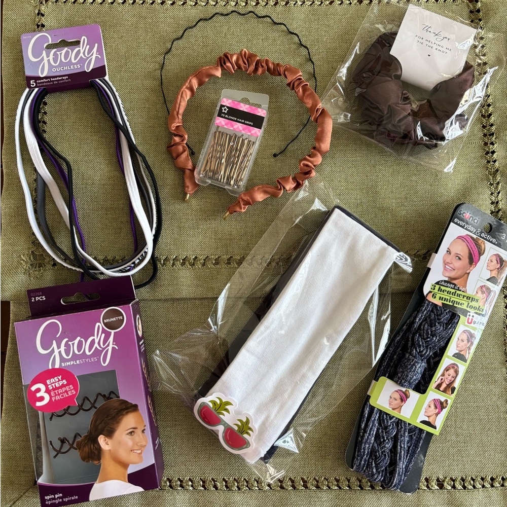 NWT NEW Goody & Scunci BIG LOT Hair Accessories Set Headwraps Ouchless Bands